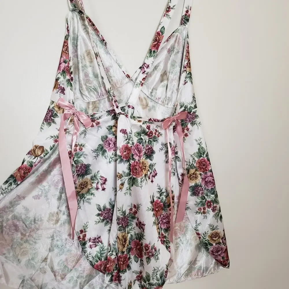 Vintage Romantic Floral Lingerie Chemise & Panties Set